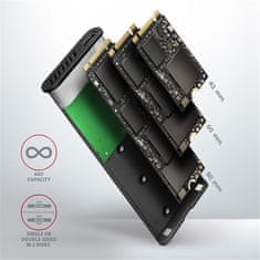 AXAGON Zunanja škatla EEM2-SBC, USB-C 3.2 Gen 2 - M.2 SATA SSD kovinska škatla RAW, brez vijakov