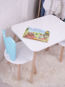 Woody Fashion Kid's Table Set Bunny One Chair Set - Baby Blue, White