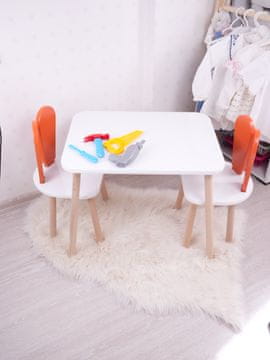 Woody Fashion Kid's Table Set Bunny One Chair Set - Orange, White