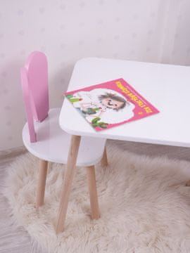 Woody Fashion Kid's Table Set Bunny One Chair Set - Pink, White