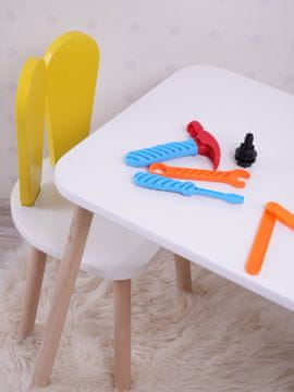Woody Fashion Kid's Table Set Bunny One Chair Set - Yellow, White