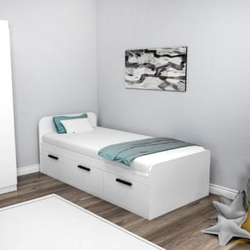 Woody Fashion Single Bedstead Akser - White