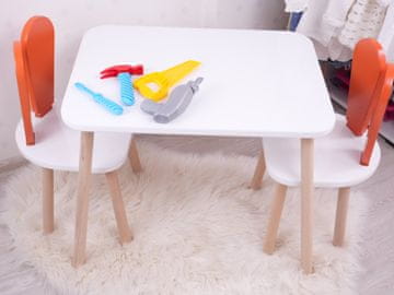 Woody Fashion Kid's Table Set Bunny Two Chair Set - Orange, White