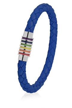 Troli Modra usnjena zapestnica z magnetno zaponko