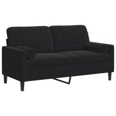 Vidaxl Kavč dvosed z okrasnimi blazinami črn 140 cm žamet