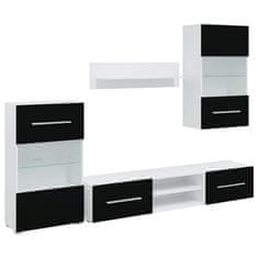 Vidaxl 5 kosov TV enote z LED osvetlitvijo Matt Black Engineered Wood