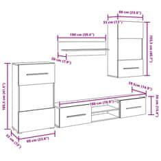 Vidaxl 5 kosov TV enote z LED osvetlitvijo Matt Black Engineered Wood