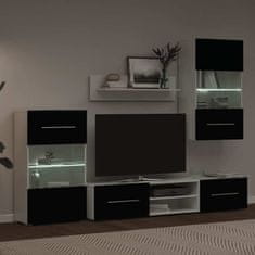 Vidaxl 5 kosov TV enote z LED osvetlitvijo Matt Black Engineered Wood