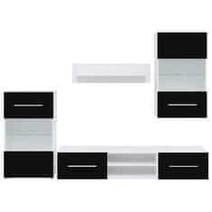 Vidaxl 5 kosov TV enote z LED osvetlitvijo Matt Black Engineered Wood