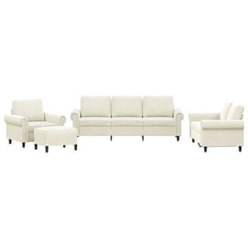 Vidaxl Sedežna garnitura 4-delna z blazinami krem žamet