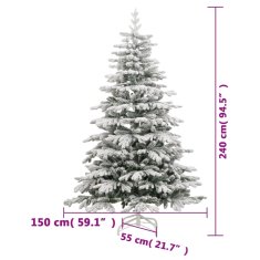 Vidaxl Umetna novoletna jelka s snegom 240 cm