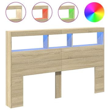 Vidaxl Omarica za vzglavje postelje LED sonoma hrast 160x17x102 cm
