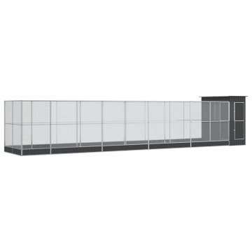 Vidaxl Voliera s podaljškom srebrna 1037x203x216 cm jeklo