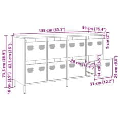 Vidaxl Komoda črna 135x39x73,5 cm hladno valjano jeklo