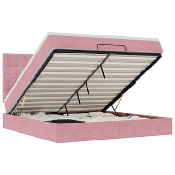 Vidaxl Otomanski posteljni okvir z vzmetnicami roza 160x200cm žamet