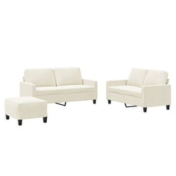 Vidaxl Sedežna garnitura 3-delna z blazinami krem žamet