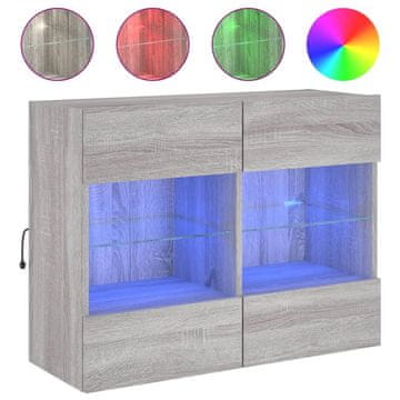 Vidaxl Stenska TV omarica z LED lučkami siva sonoma 78,5x30x60,5 cm
