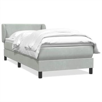 Vidaxl Box spring postelja z vzmetnico svetlo siv 90x220 cm žamet
