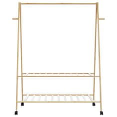 Vidaxl Stojalo za oblačila s policami n kolesi 132x45,5x155,5cm Bambus