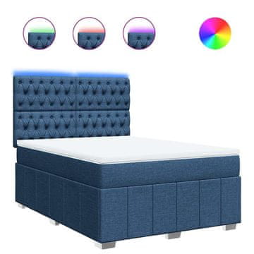 Vidaxl Box spring postelja z vzmetnico modra 140x190 cm blago