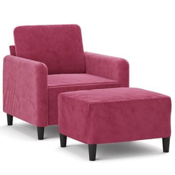 Vidaxl Fotelj s stolčkom za noge vinsko rdeč 60 cm žamet