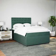 Vidaxl Box spring postelja z vzmetnico temno zelena 160x200 cm žamet