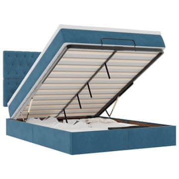 Vidaxl Otomanska postelja z vzmetnicami &amp; LEDs temno modra 140x190cm
