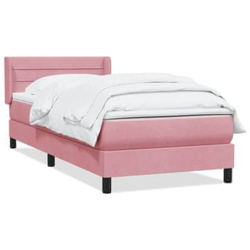Vidaxl Box spring postelja z vzmetnico roza 80x220 cm žamet