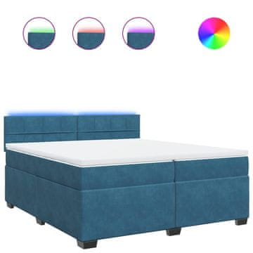 Vidaxl Box spring postelja z vzmetnico modra 200x200 cm žamet