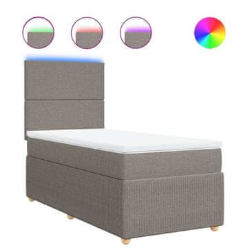 Vidaxl Box spring postelja z vzmetnico taupe 80x200 cm blago