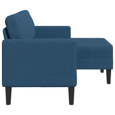 Vidaxl 2-sedežni kavč z ležiščem v obliki črke L modra 125 cm tkanina