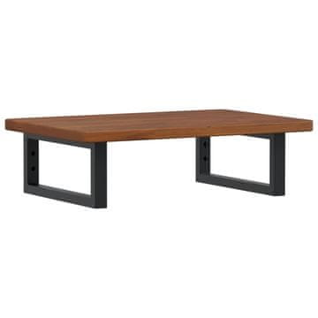 Vidaxl Stenska polica za umivalnik jeklo in trdna hrastovina