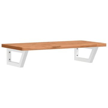 Vidaxl Stenska polica za umivalnik jeklo in trdna bukovina