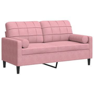 Vidaxl Kavč dvosed z okrasnimi blazinami roza 140 cm žamet