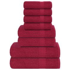 Vidaxl Komplet brisač 8-delni bordo 360 gsm 100% bombaž