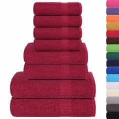 Vidaxl Komplet brisač 8-delni bordo 360 gsm 100% bombaž