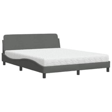 Vidaxl Postelja z vzmetnico Dover temno siva 160x200 cm blago