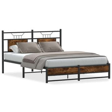 Vidaxl Posteljni okvir brez vzmetnice hrast 140x190 cm inženirski les