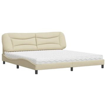 Vidaxl Postelja z vzmetnico Hvar krem 200x200 cm blago