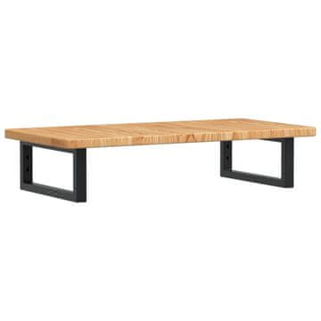 Vidaxl Stenska polica za umivalnik jeklo in trdna hrastovina