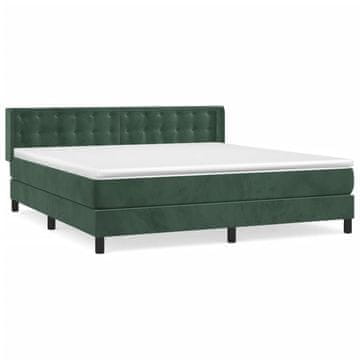 Vidaxl Box spring postelja z vzmetnico temno zelena 160x200 cm žamet