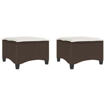 Vidaxl Vrtni stolčki z blazinami 2 kosa Brown 55x55x36 cm Poly Rattan