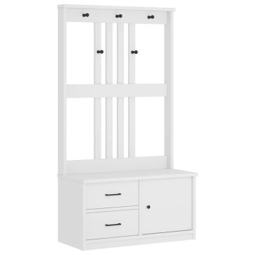 Vidaxl Drevo za dvorano SANDNES bela 87x40x159,5 cm masivni les bora