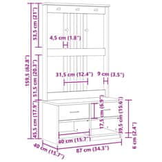 Vidaxl Drevo za dvorano SANDENS 87x40x159,5 cm masivni les bora