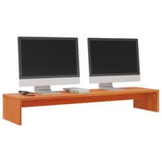 Vidaxl Stojalo za zaslon voščeno rjavo 100x27x15 cm trdna borovina