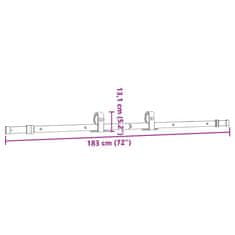 Vidaxl Komplet opreme za drsna vrata 183 cm jeklo črne barve