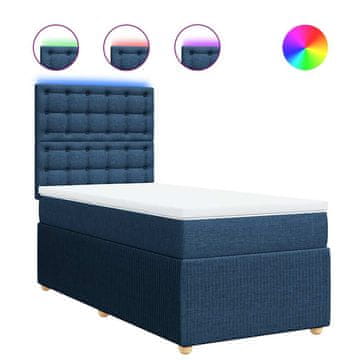 Vidaxl Box spring postelja z vzmetnico modra 80x200 cm blago