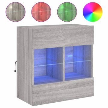 Vidaxl Stenska TV omarica z LED lučkami siva sonoma 58,5x30x60,5 cm