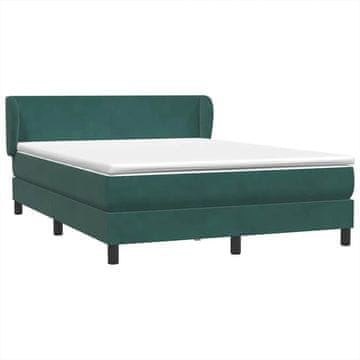 Vidaxl Box spring postelja z vzmetnico temno zelena 160x220 cm žamet