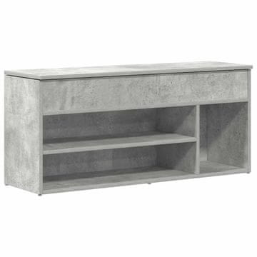 Vidaxl Lavica za čevlje Betonsko siva 102x30,5x45 cm Inženirski les